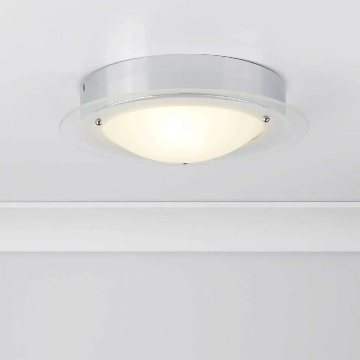 Searchlight 3108CC Bathroom IP44 Flush Light Chrome With Clear / Opal ...