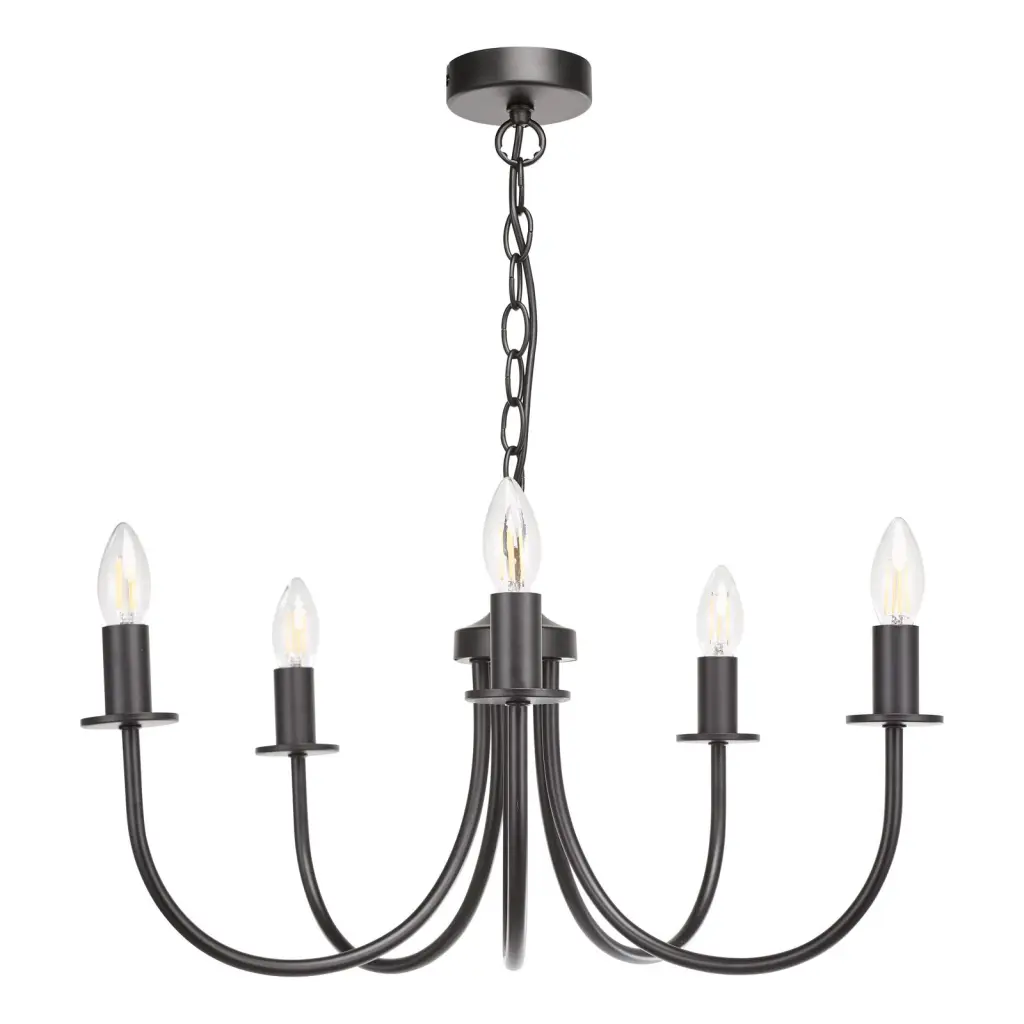 Becca 5 Light Pendant in Matt Black