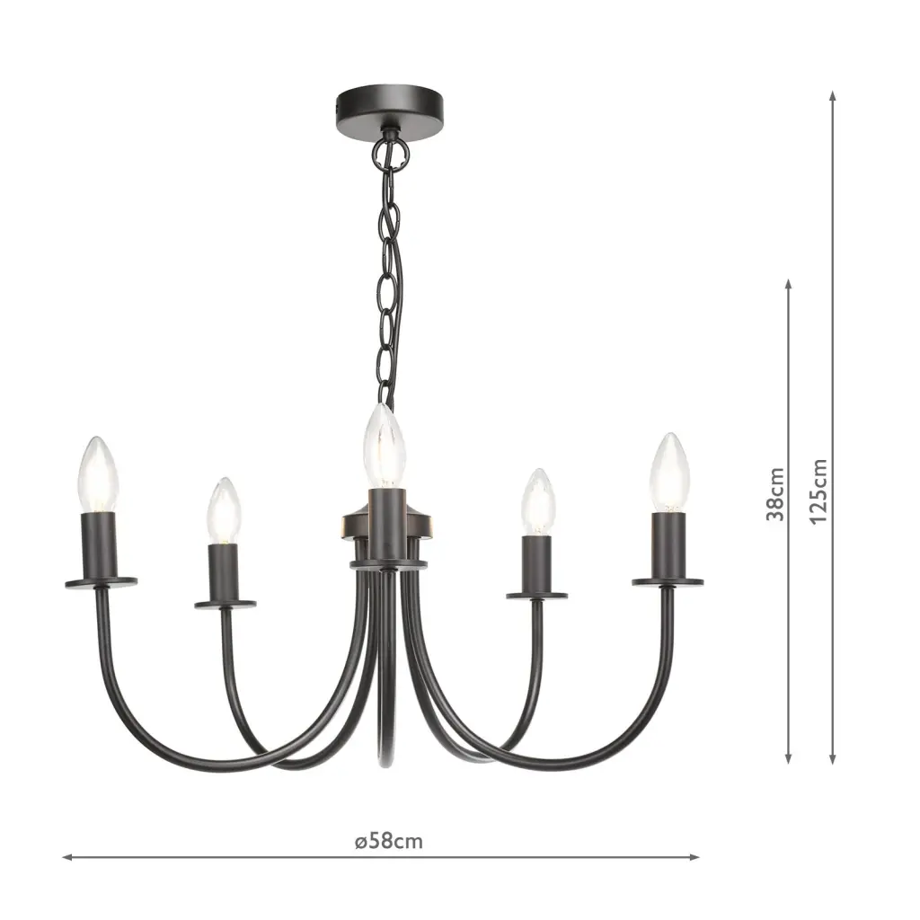 Becca 5 Light Pendant in Matt Black