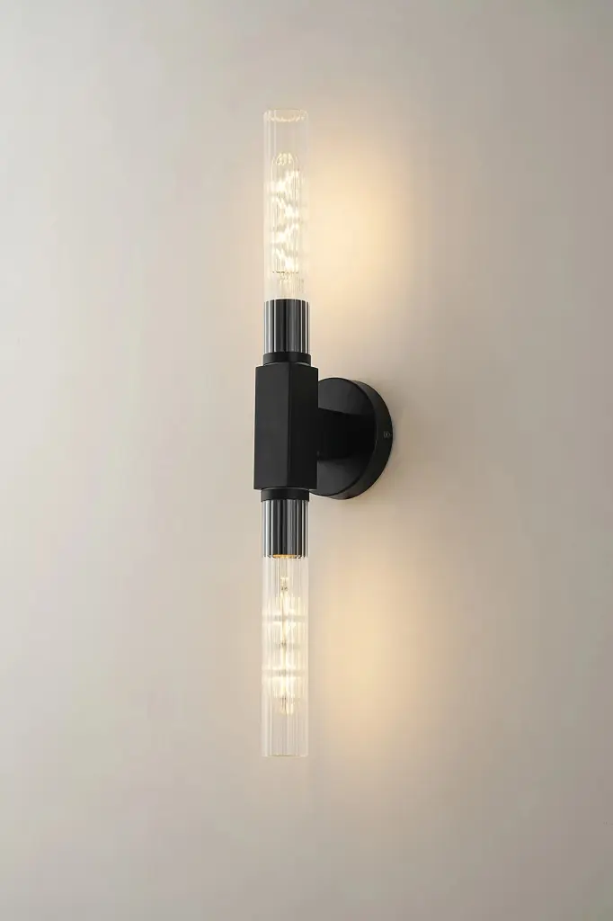 Dee Double Satin Black Bathroom Light Wall or Ceiling IP44