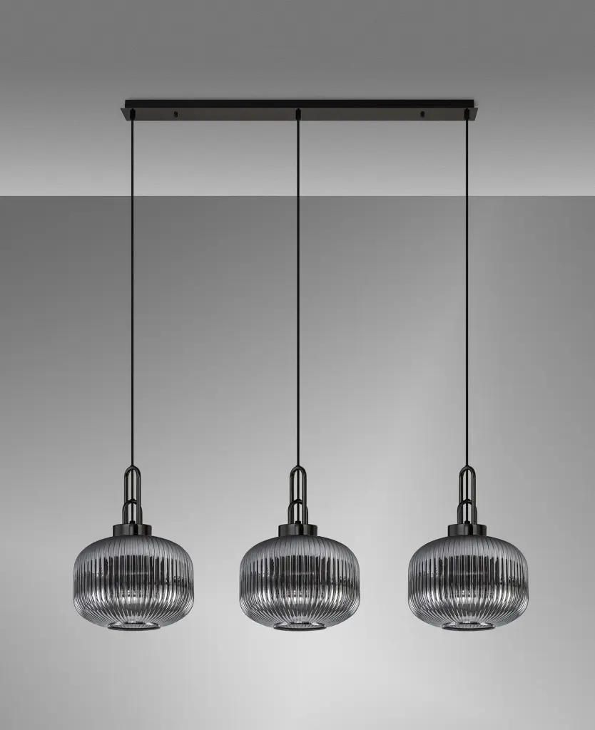 Meel 3 Light Black Chrome Bar Pendant