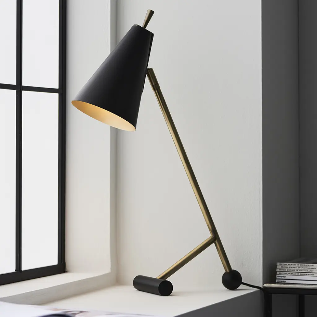 Modern Black & Antique Brass Style Task Lamp