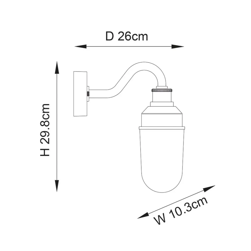 Terry Brushed Gold Outdoor Curved Wall Light IP44