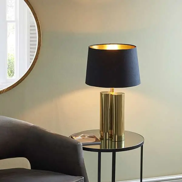 Calan Gold Table Lamp C/W Black Shade