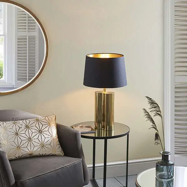 Calan Gold Table Lamp C/W Black Shade