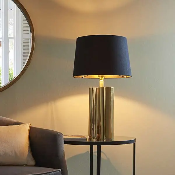 Calan Gold Table Lamp C/W Black Shade