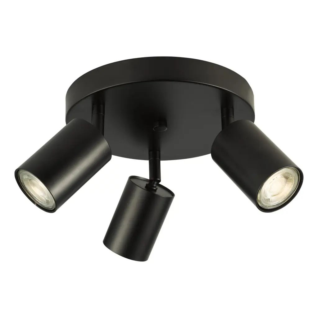 Cawley 3 Light Matt Black Spotlight