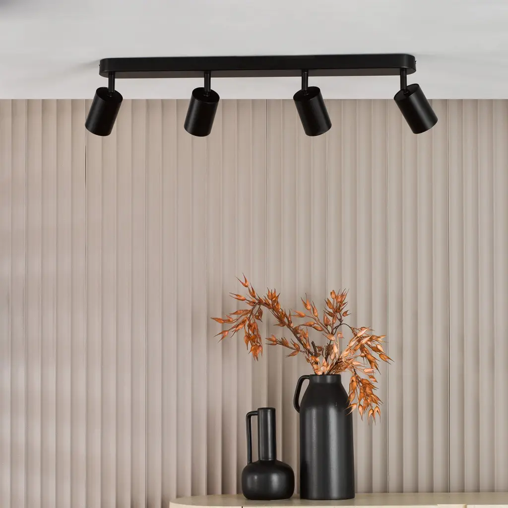 Cawley 4 Light Matt Black Spotlight Bar