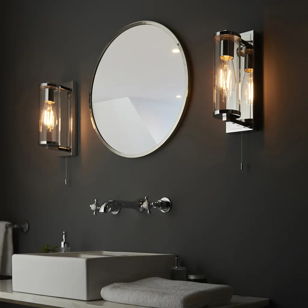 Piston Chrome Wall Light with Clear Glass