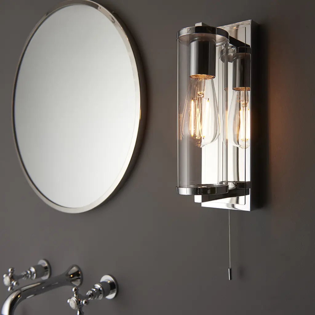 Piston Chrome Wall Light with Clear Glass