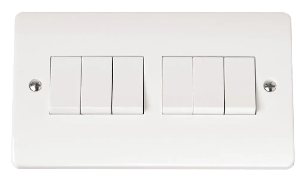 White 6Gang 2 Way Switch