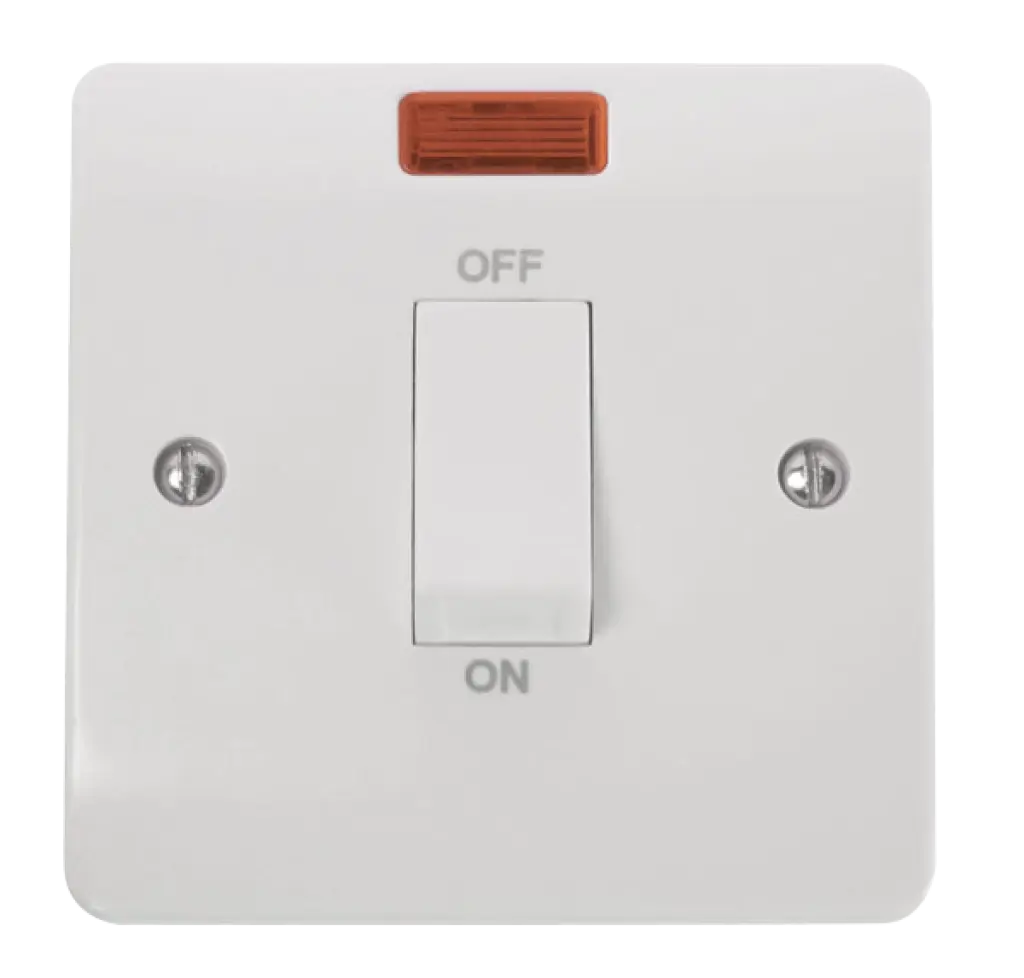 White 1 Gang Switch with Rocker & Neon