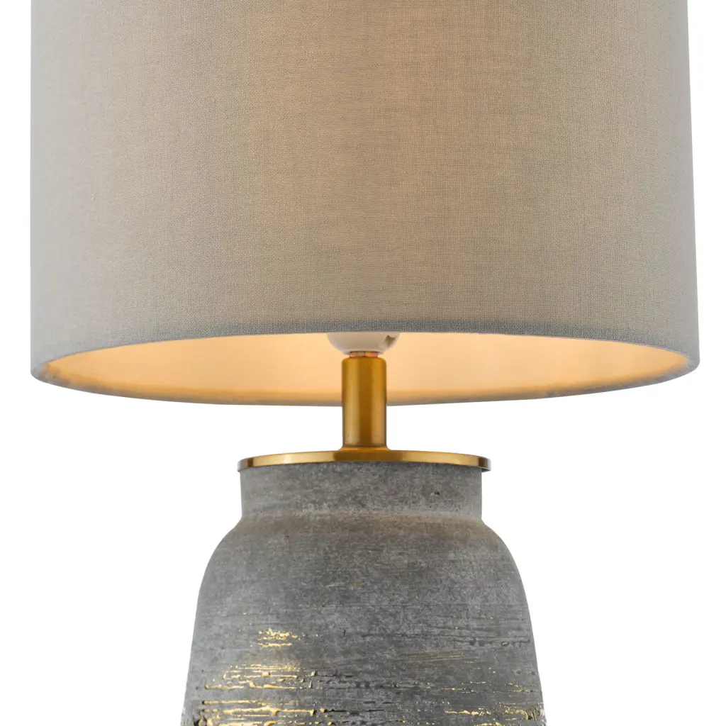 Creon Ceramic Grey & Brass Table Lamp C/W Shade