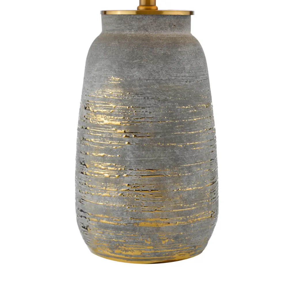 Creon Ceramic Grey & Brass Table Lamp C/W Shade
