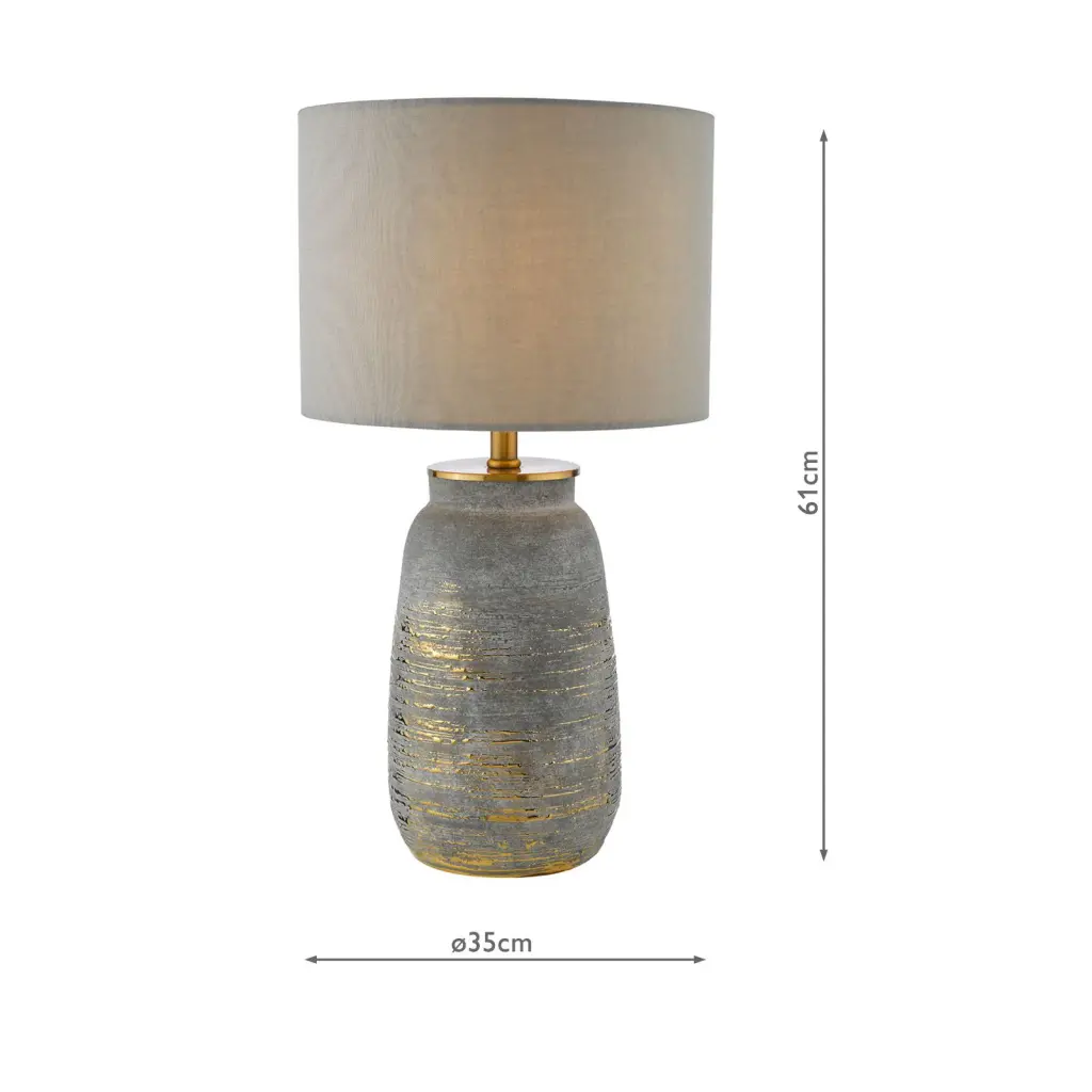 Creon Ceramic Grey & Brass Table Lamp C/W Shade