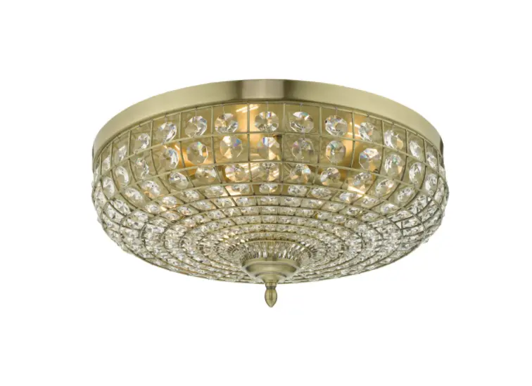 Asmara 5 Light Flush Antique Brass Crystal
