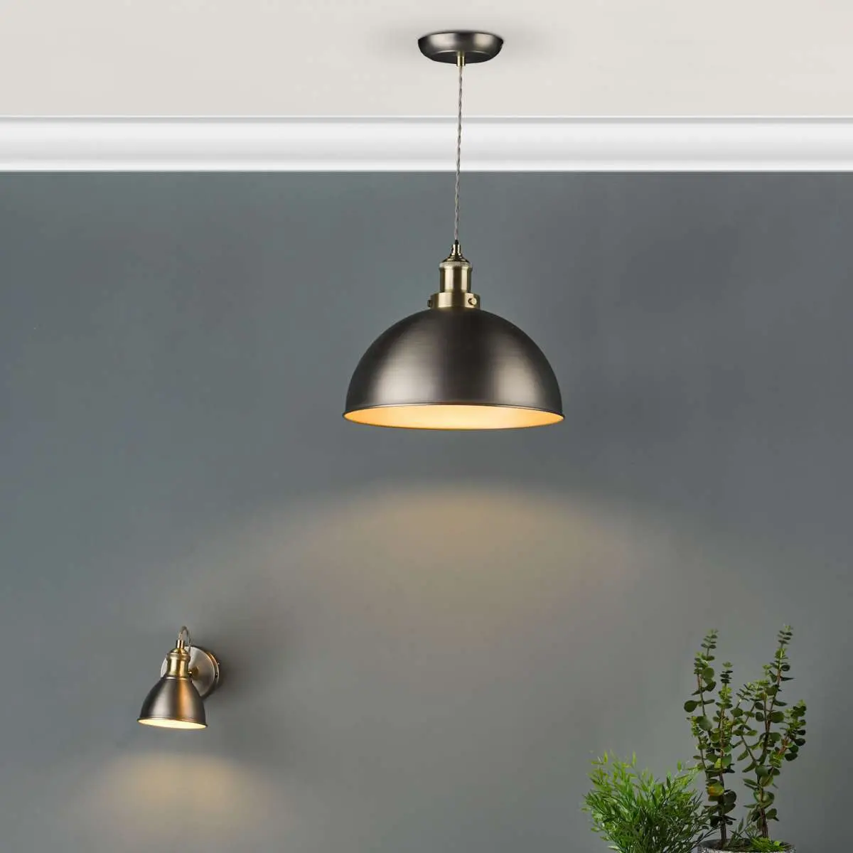 Governor Single Spotlight Antique Chrome Antique Brass