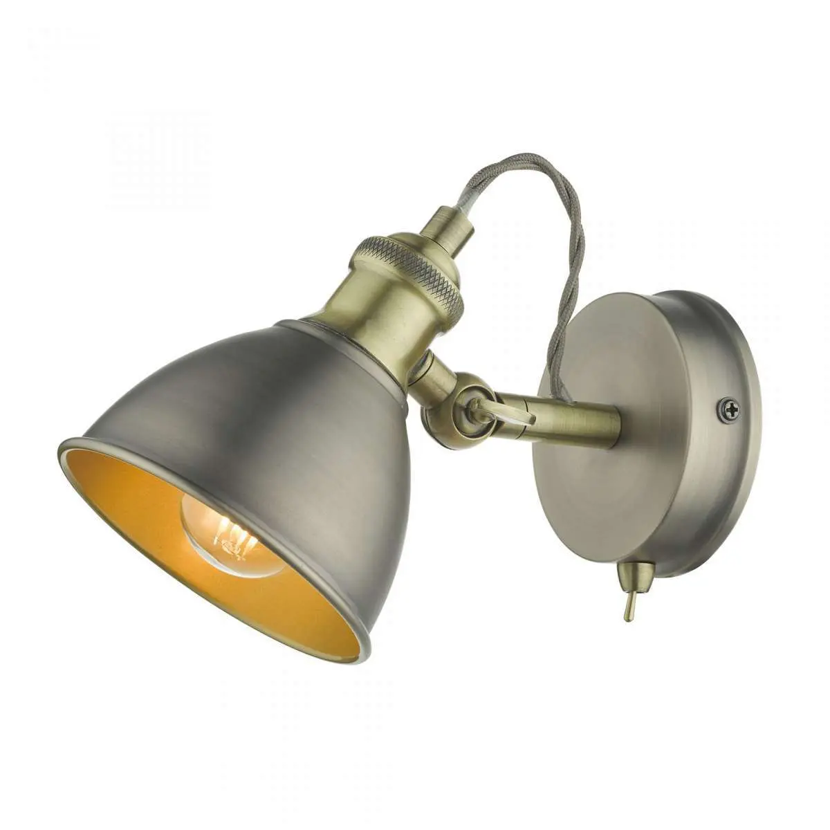 Governor Single Spotlight Antique Chrome Antique Brass