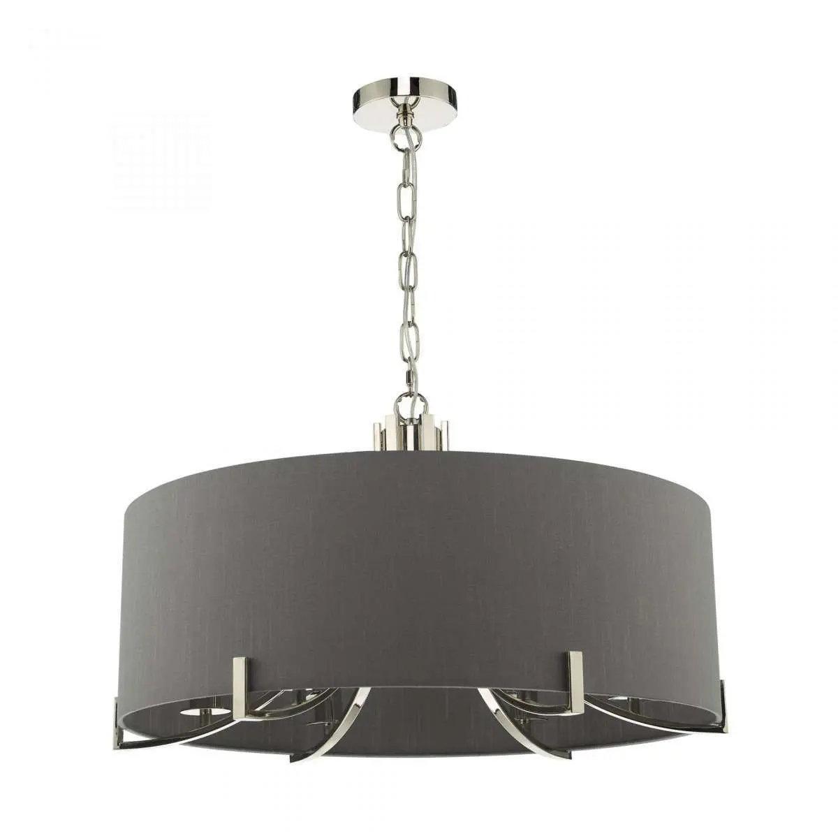 Veyron 6 Light Pendant Polished Nickel With Grey Shade
