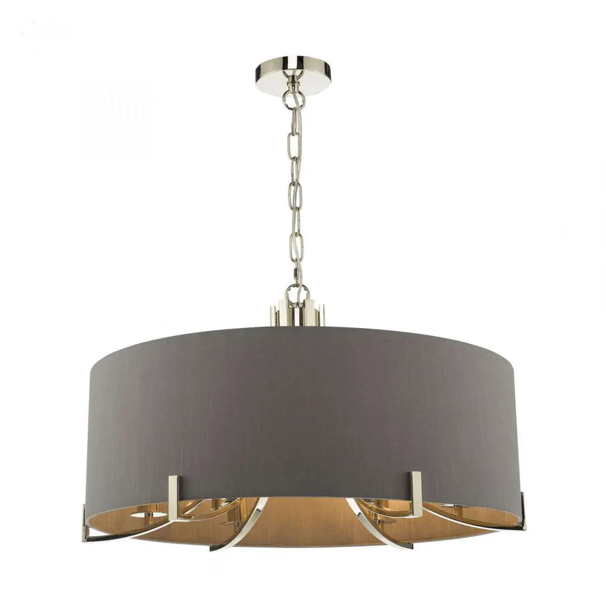 Veyron 6 Light Pendant Polished Nickel With Grey Shade