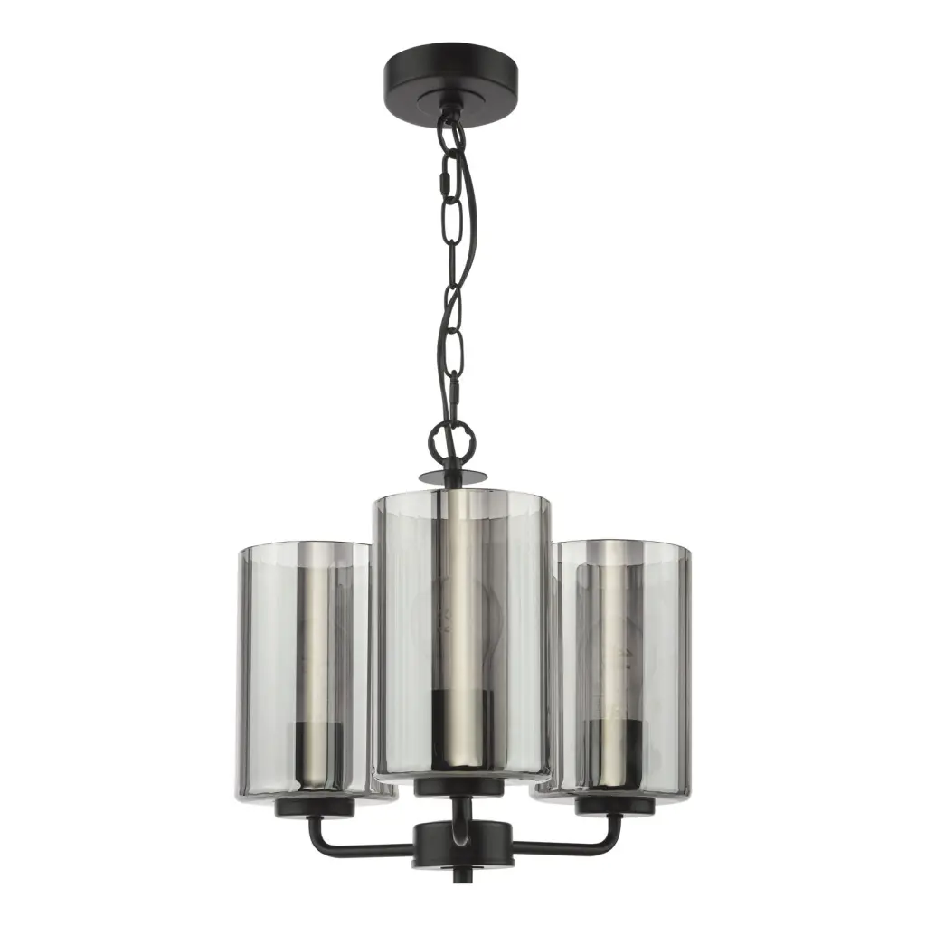 Daylin Satin Black & Smoked Glass 3 Light Pendant