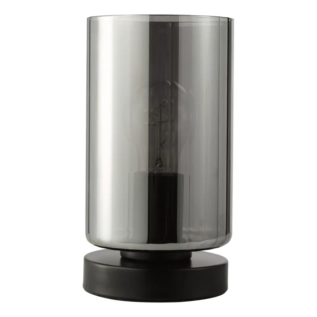 Daylin Satin Black & Smoked Glass Touch Table Lamp