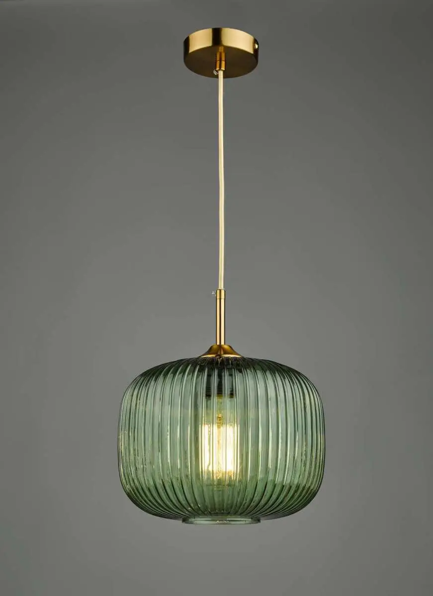 Demarius Green Glass Pendant with Bronze Detail