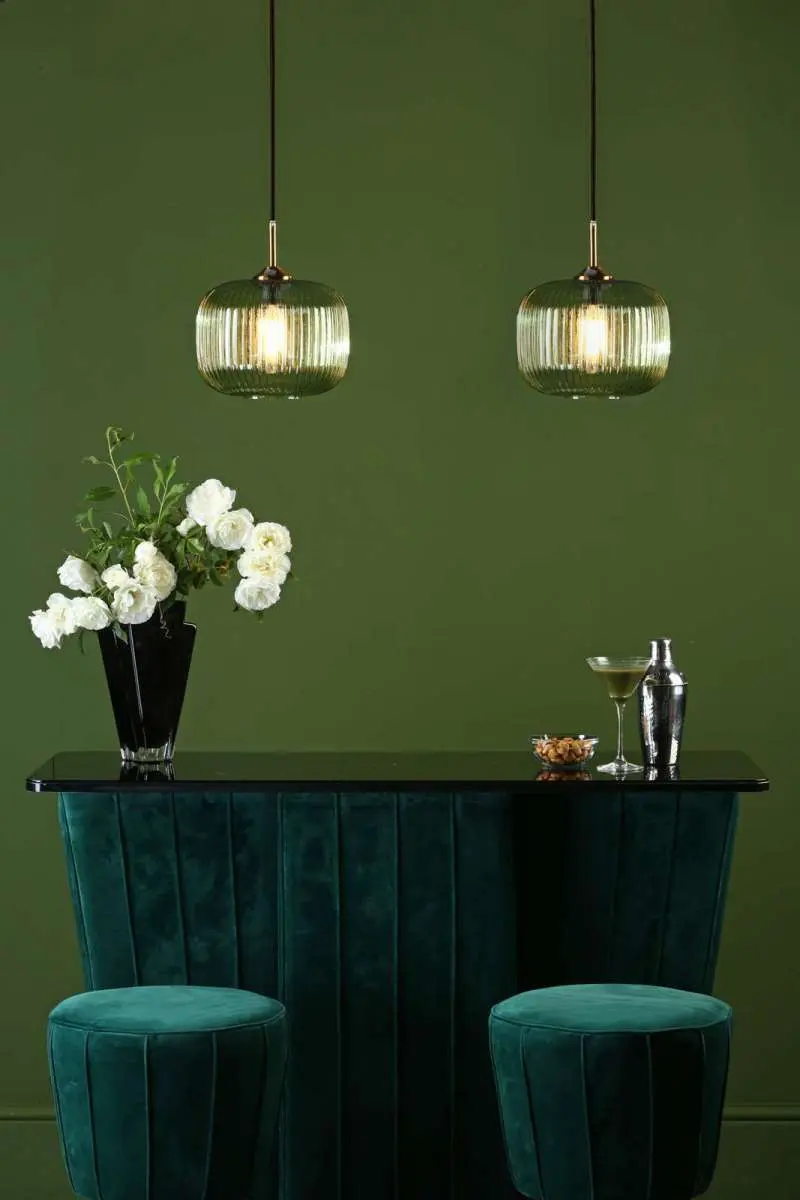 Demarius Green Glass Pendant with Bronze Detail
