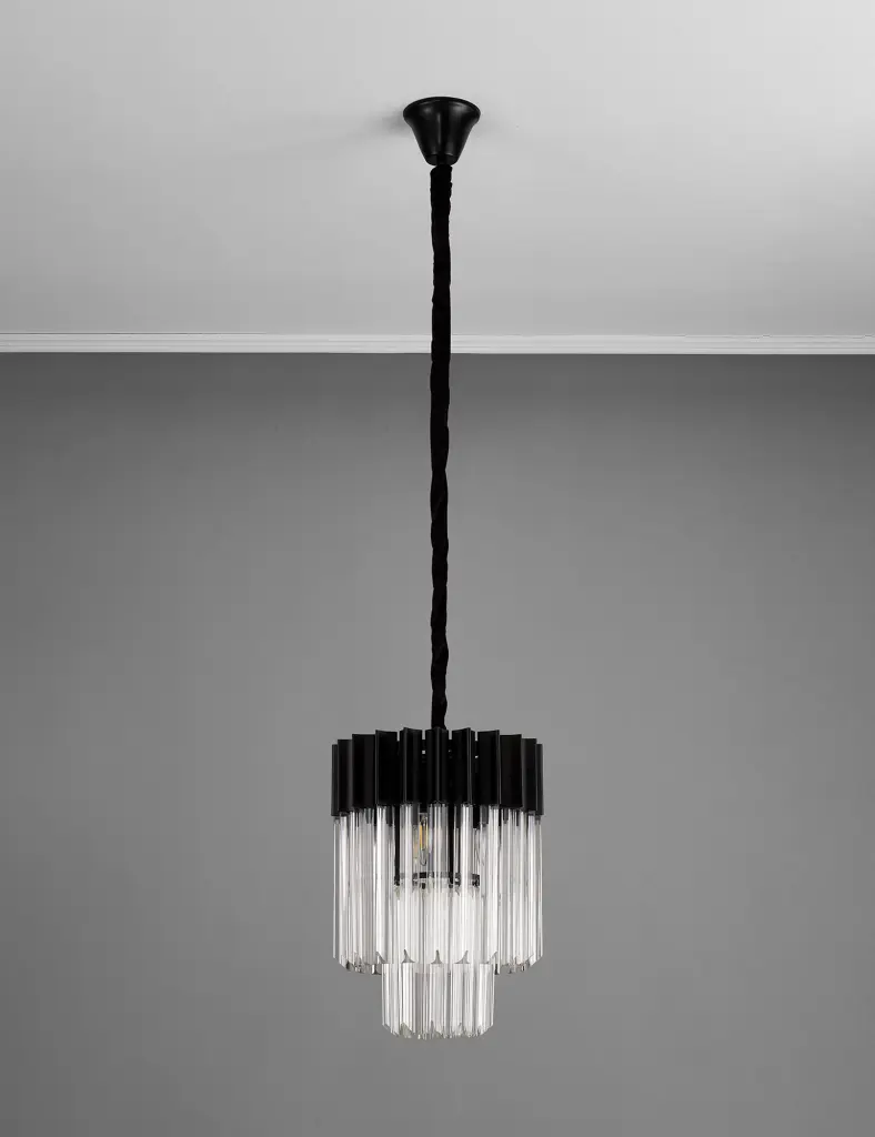 Donard Matt Black 4 Light Pendant with Clear Glass