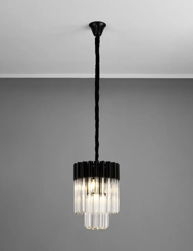 Donard Matt Black 4 Light Pendant with Clear Glass