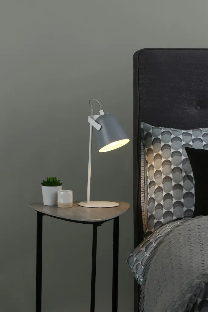 Effie Table Lamp Soft Matt Grey and White