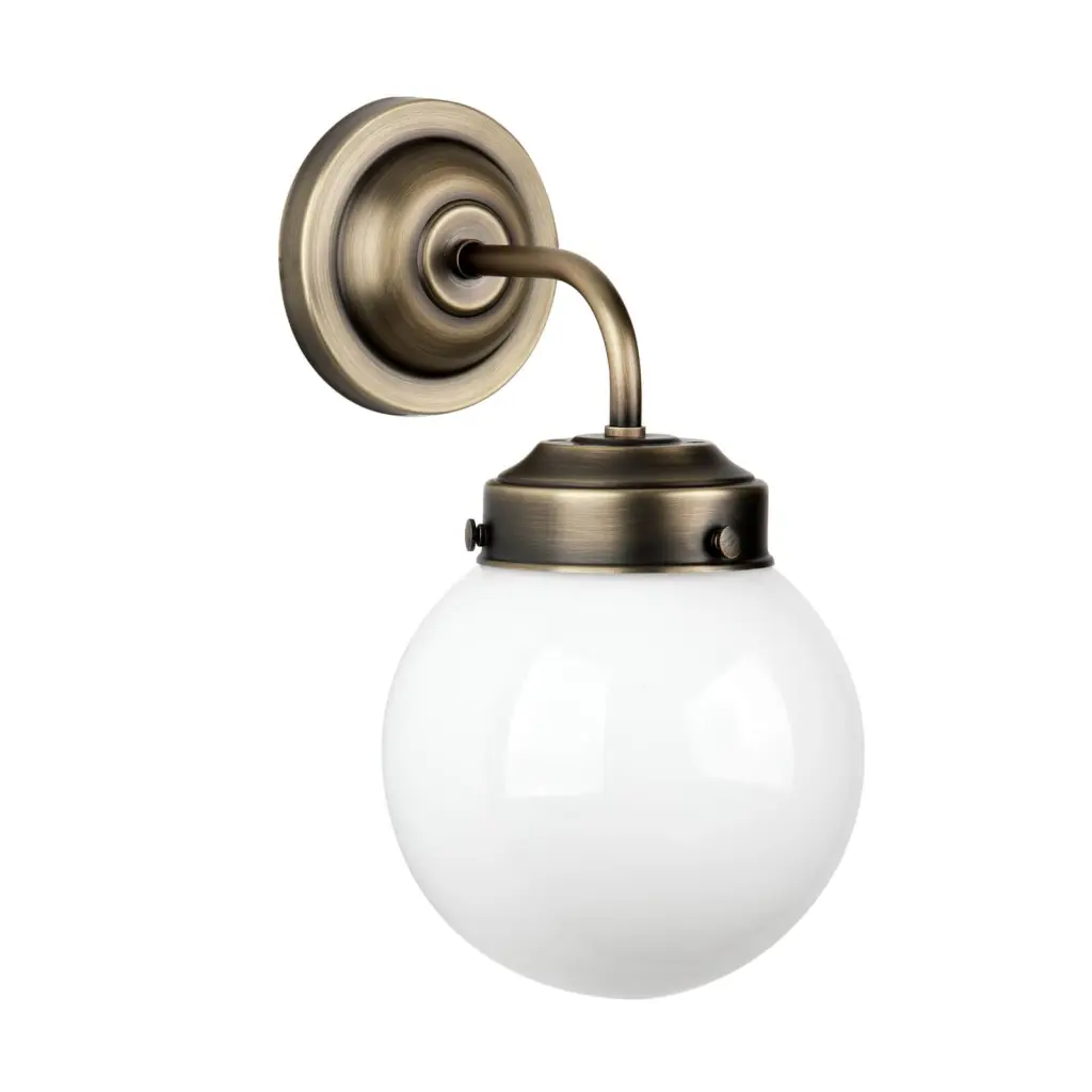 Fairfax Antique Brass & Opal Glass Wall Light