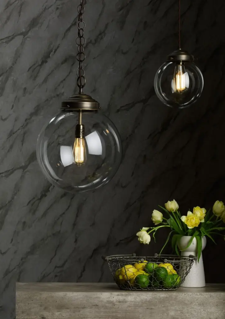 Fairfax Large Antique Brass & Clear Glass Pendant