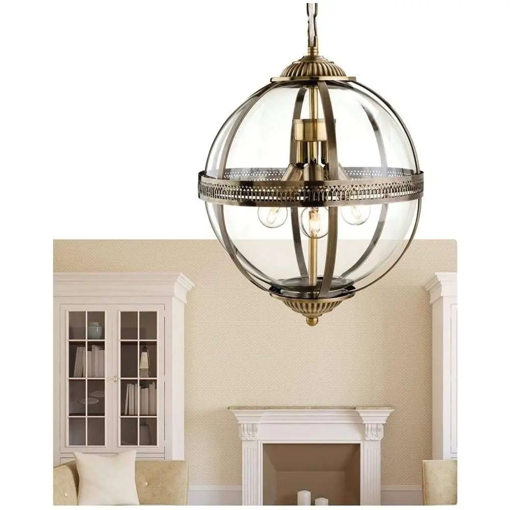 Mayfair Bronze Clear Glass Globe Pendant Light