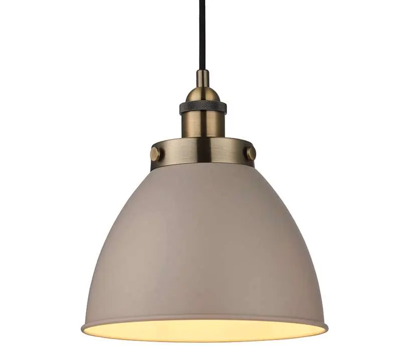 Franklin Small Taupe & Antique Brass Pendant 235mm