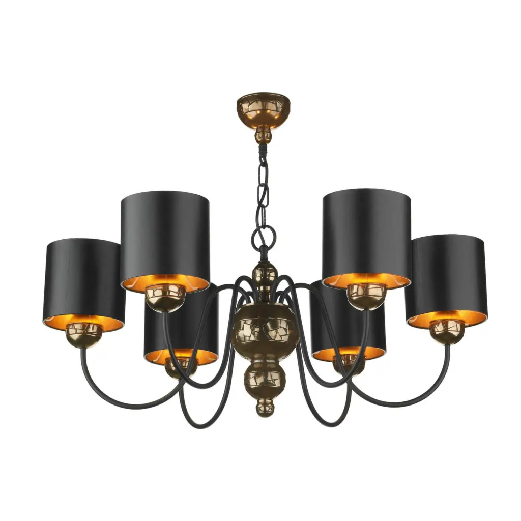 Garbo 6 Light Pendant Pewter complete with Bespoke Shades