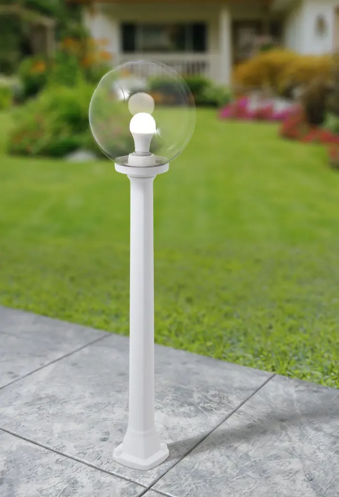 Giaffa Clear Globe Post Light in Grey