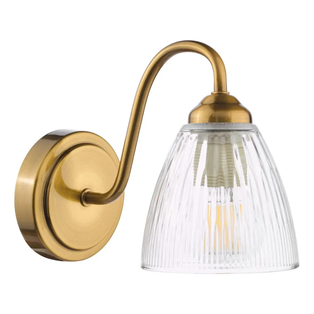 Glynis Wall Light in Bronze with Clear Ribbed Glass