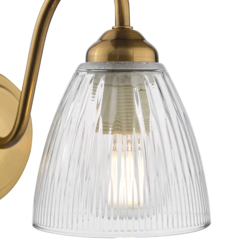 Glynis Wall Light in Bronze with Clear Ribbed Glass