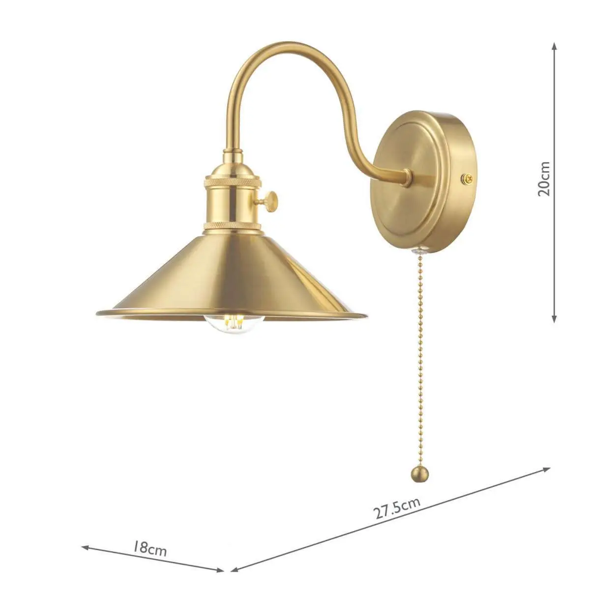 Hadano Brass Wall Light With Brass Shade