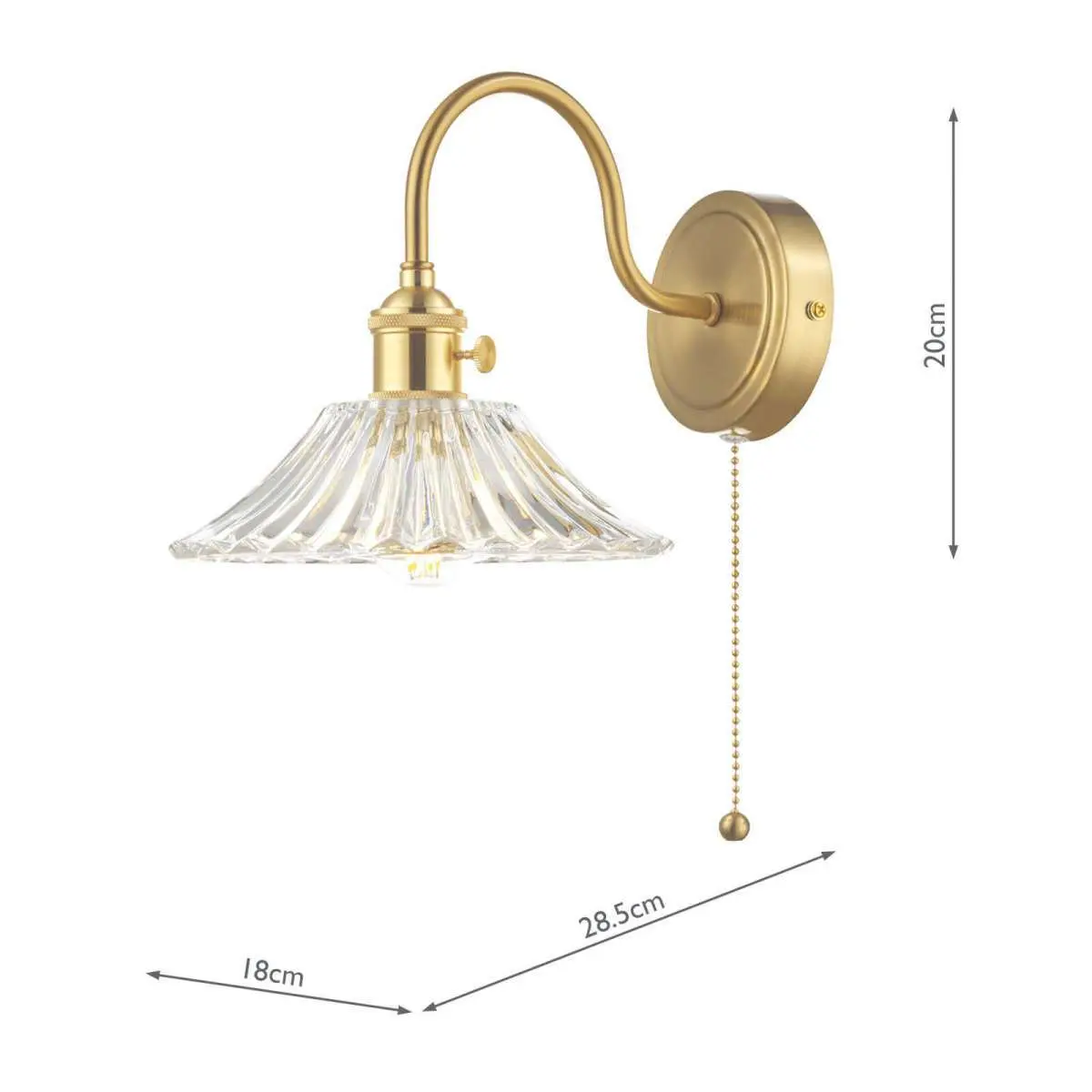 Hadano Brass Wall Light With Flared Glass Shade