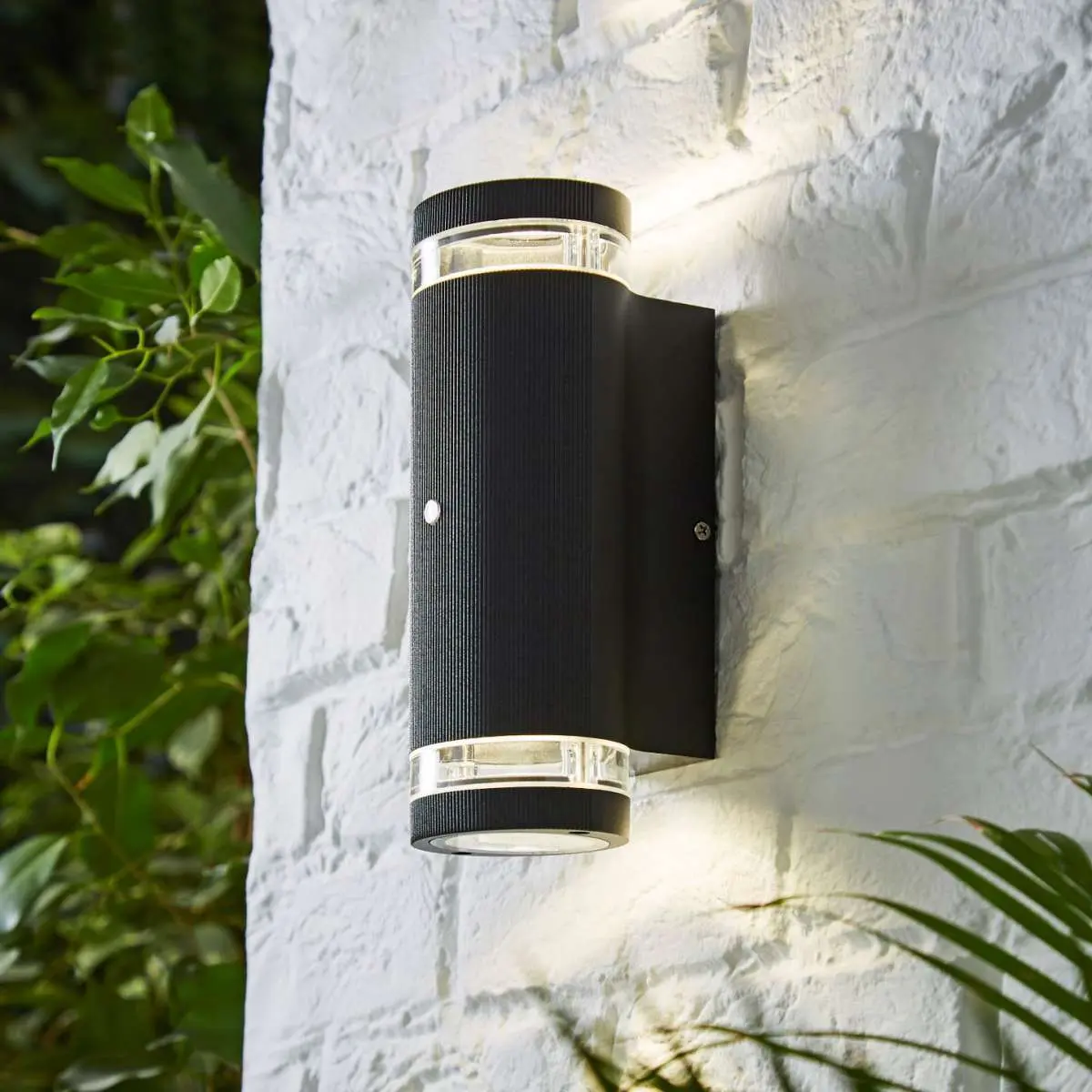 Helix Black Up & Down Wall Light with a Photocell Sensor IP44