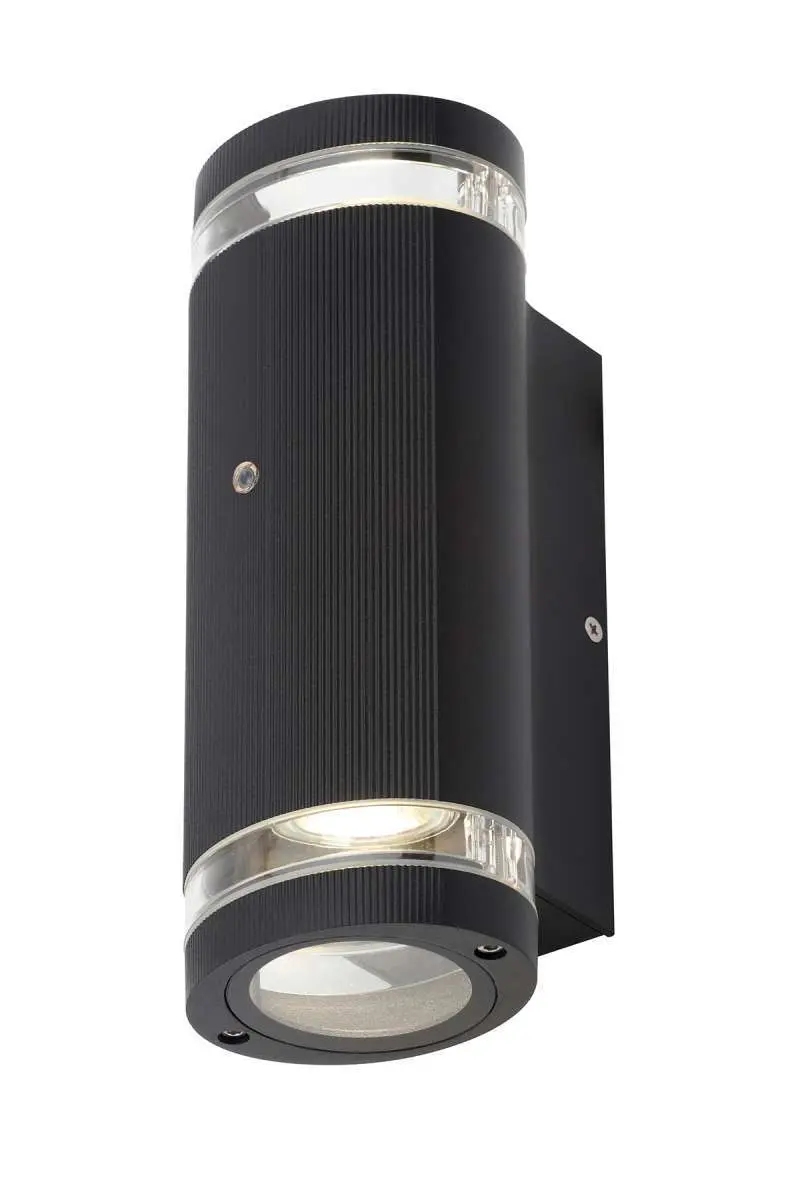 Helix Black Up & Down Wall Light with a Photocell Sensor IP44