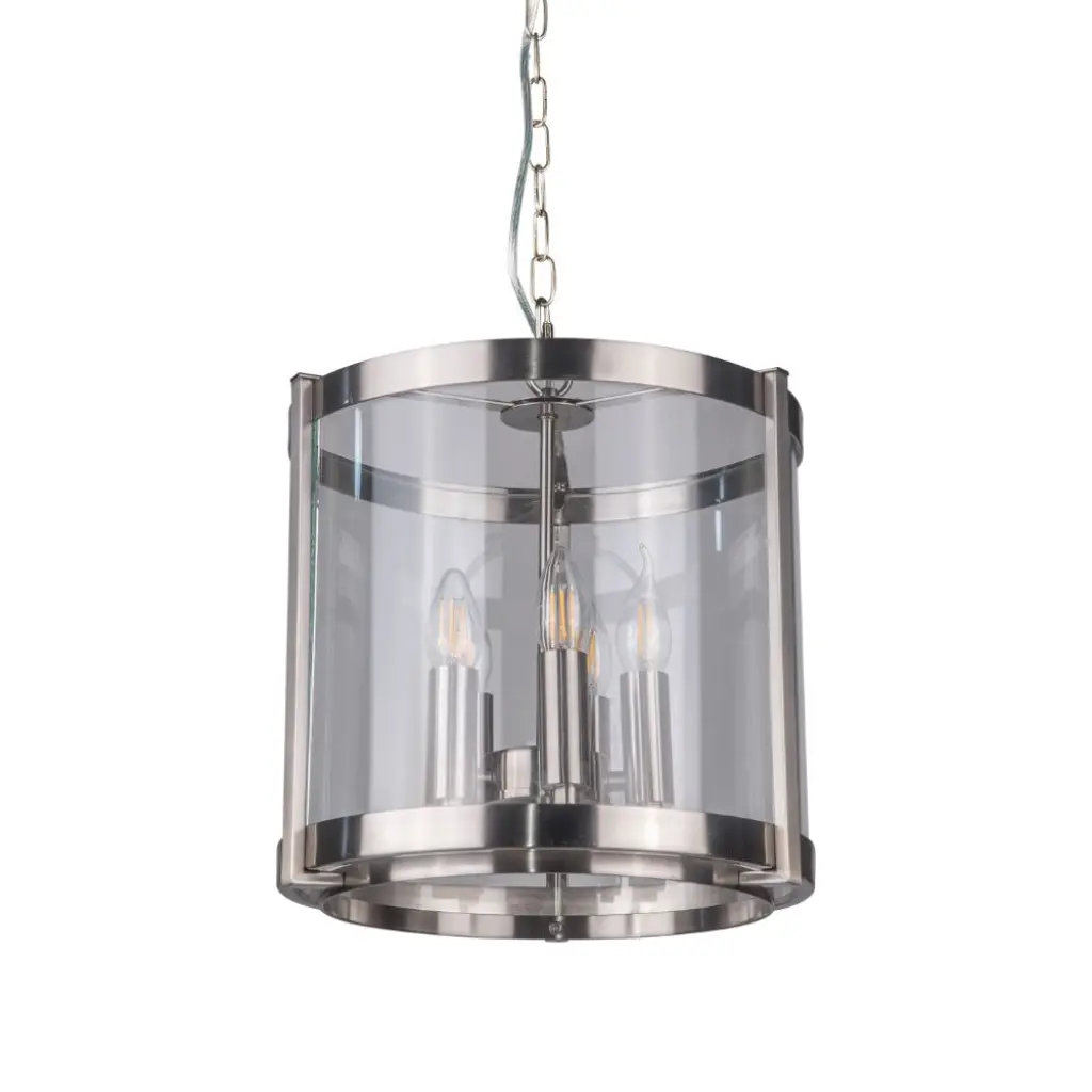 Hudson 5 Light Glass Pendant in Satin Chrome