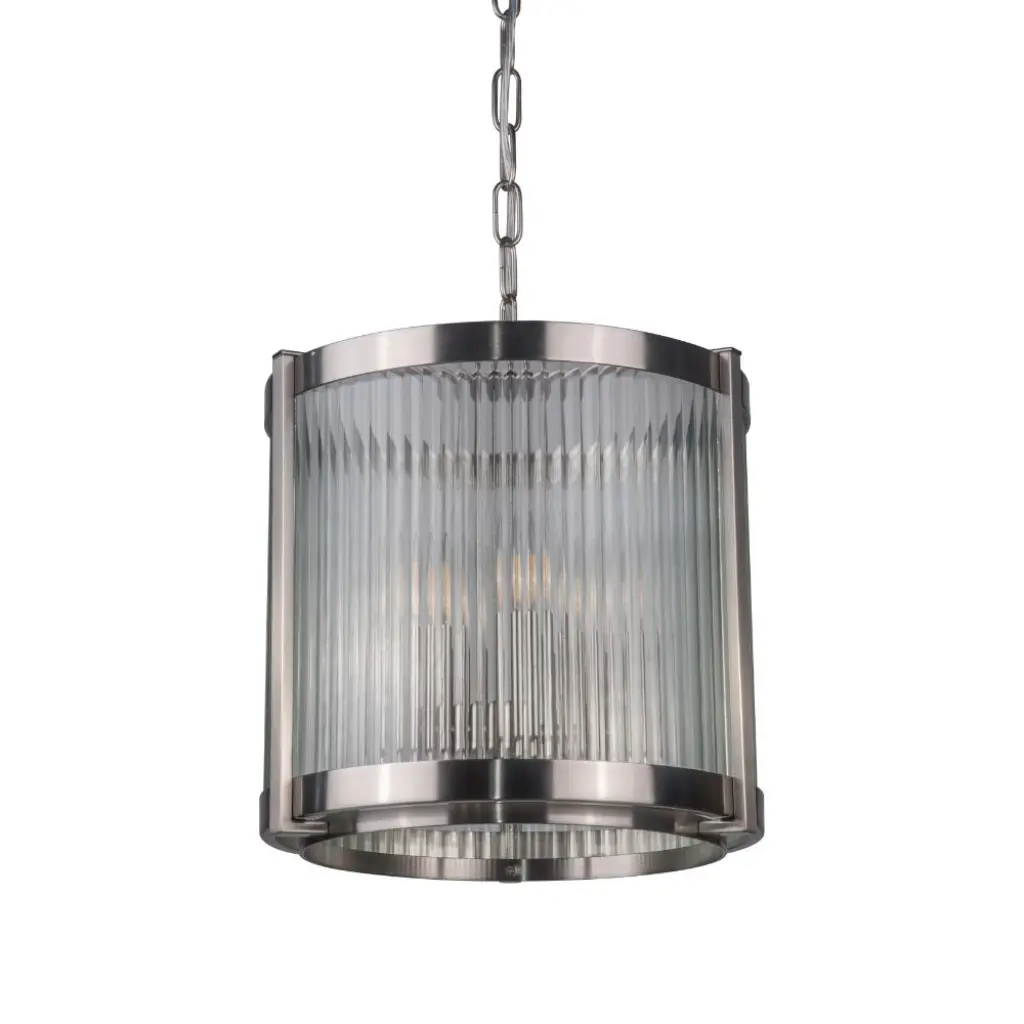 Hudson 5 Light Glass Pendant in Satin Chrome