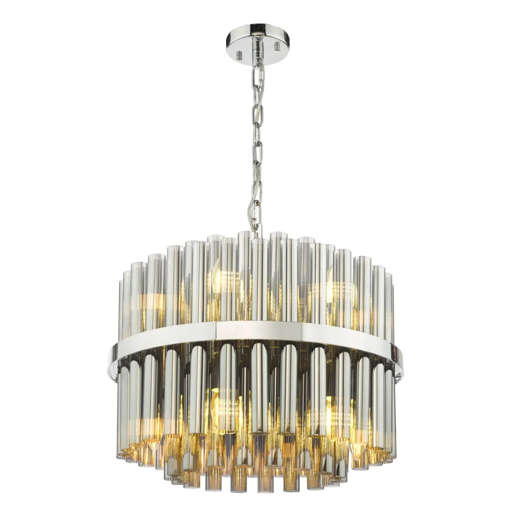 Imani 12 Light Polished Chrome & Smoked Glass Pendant