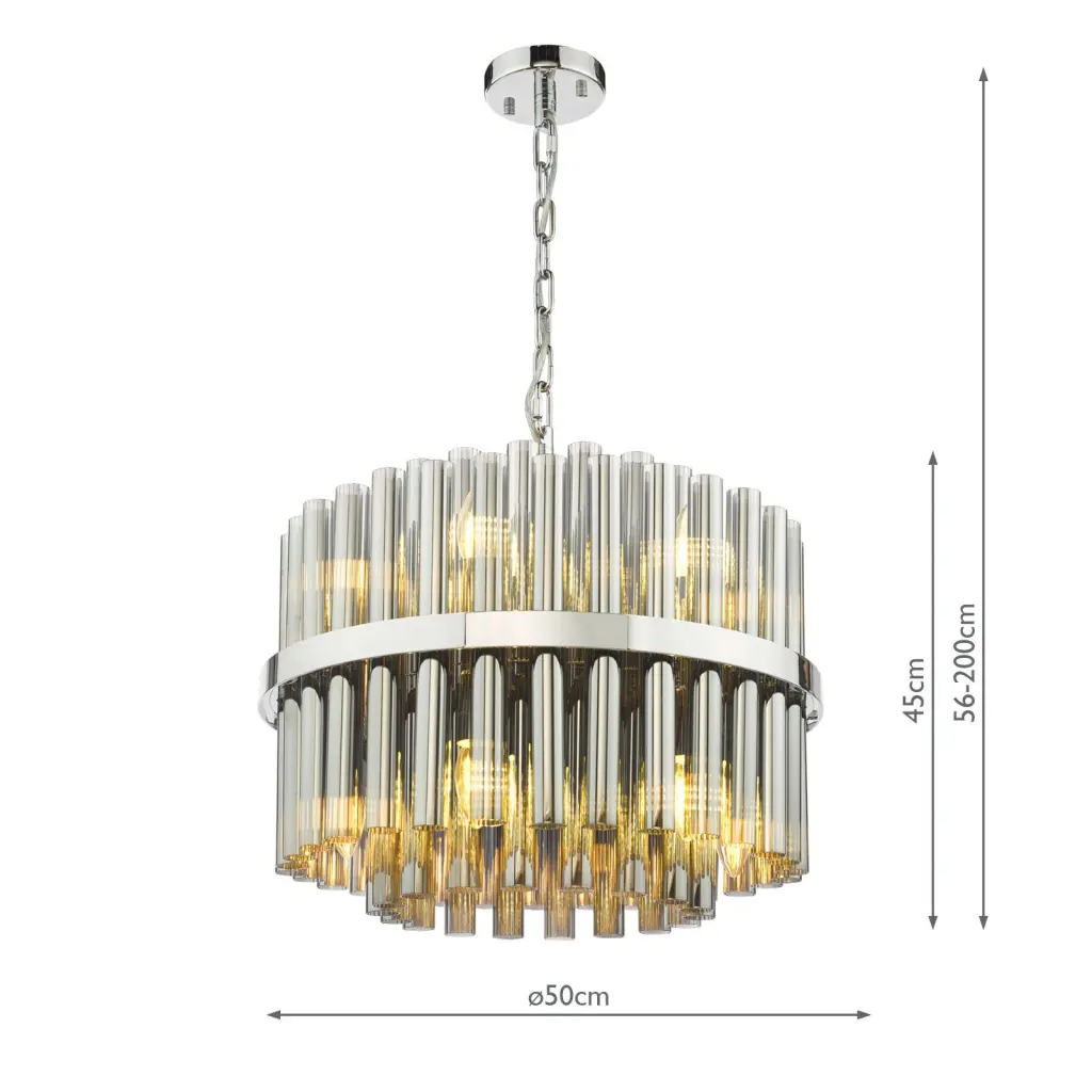 Imani 12 Light Polished Chrome & Smoked Glass Pendant