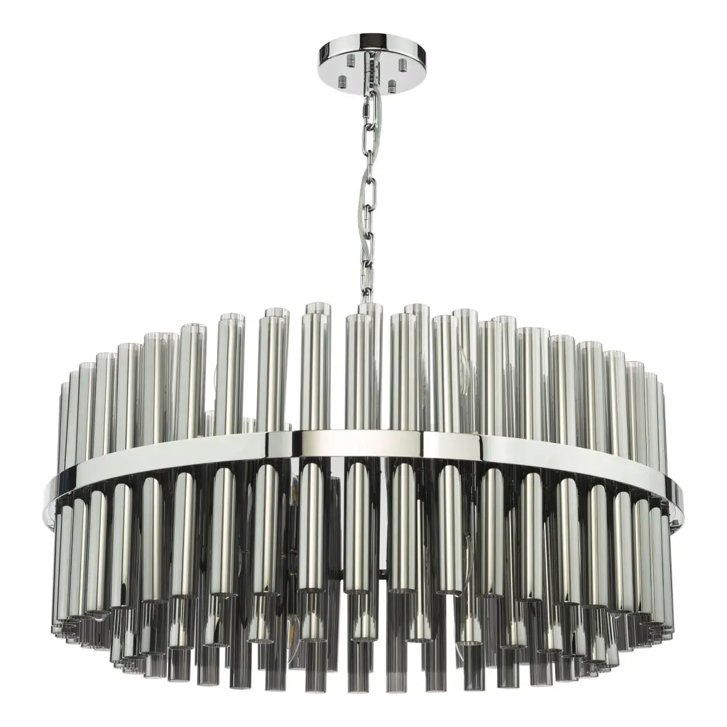Imani 16 Light Polished Chrome & Smoked Glass Pendant
