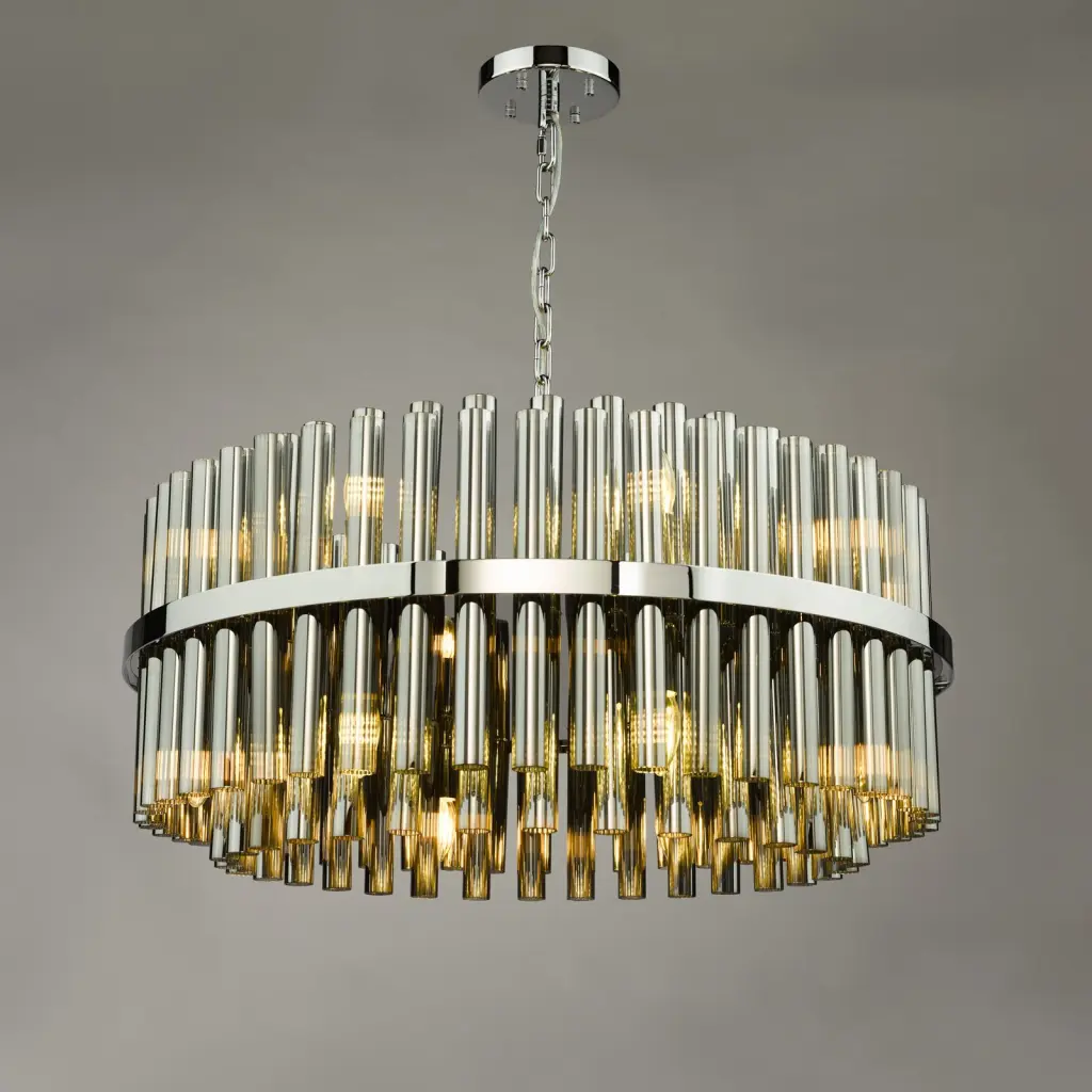 Imani 16 Light Polished Chrome & Smoked Glass Pendant