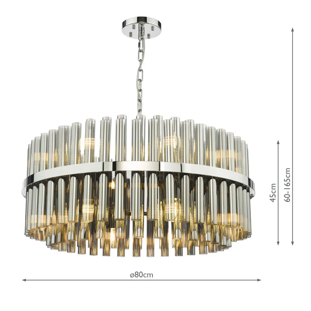 Imani 16 Light Polished Chrome & Smoked Glass Pendant